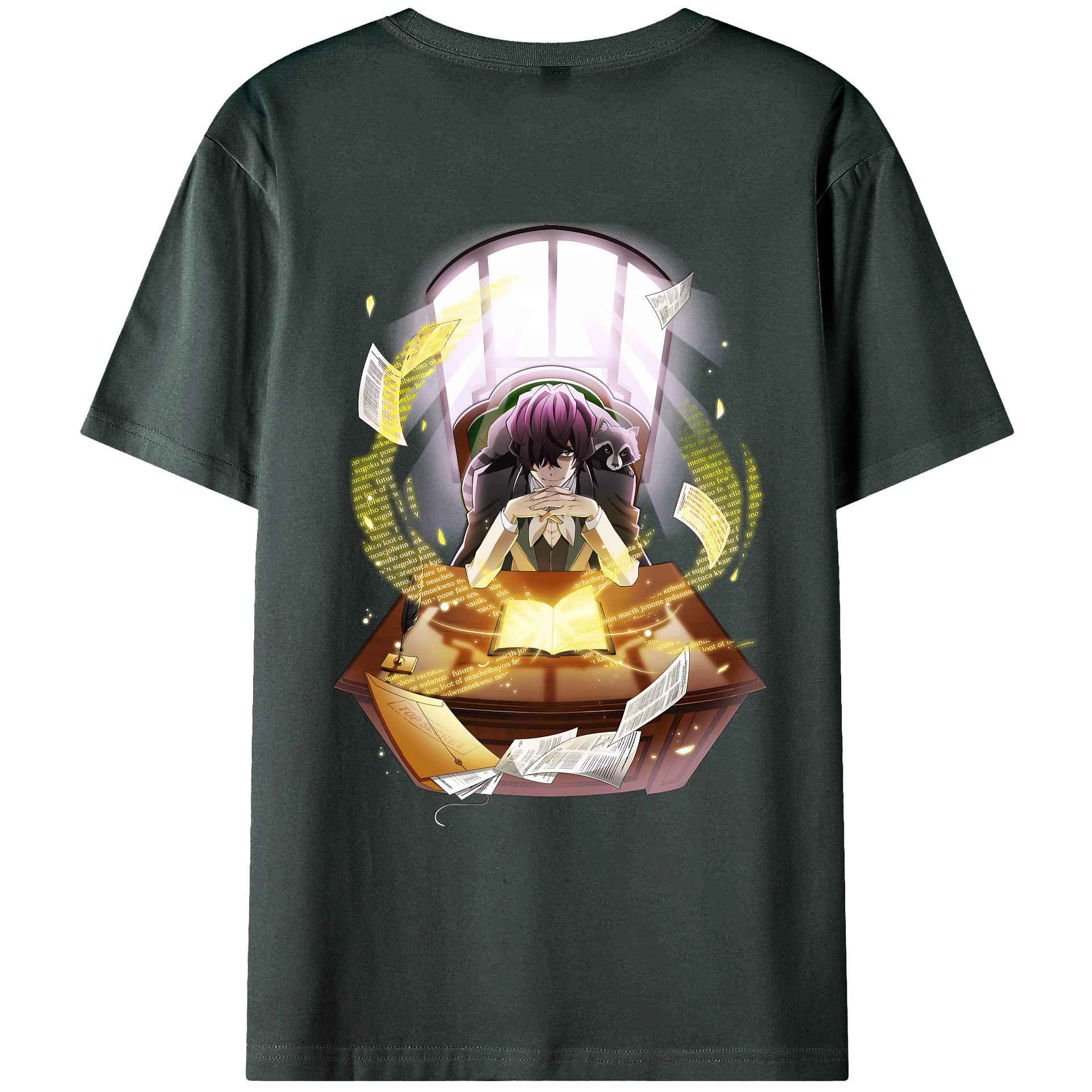 （画像用） 文豪ストレイドッグス Bungo Stray Dogs 綿100％ メンズ半袖Tシャツ（バックプリント） 通気性